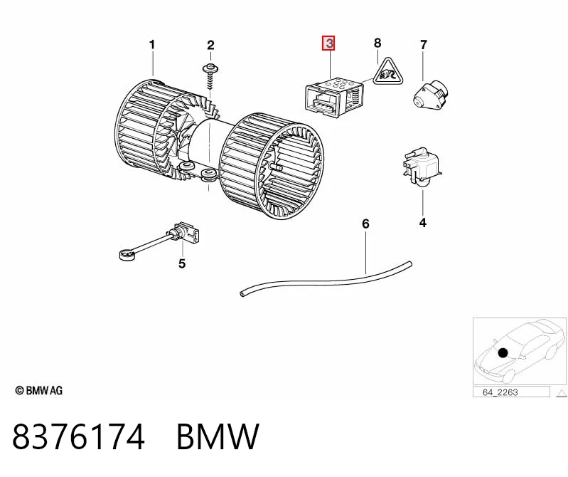 8376174 BMW Resistor (resistência) de ventilador de forno (de aquecedor de salão)