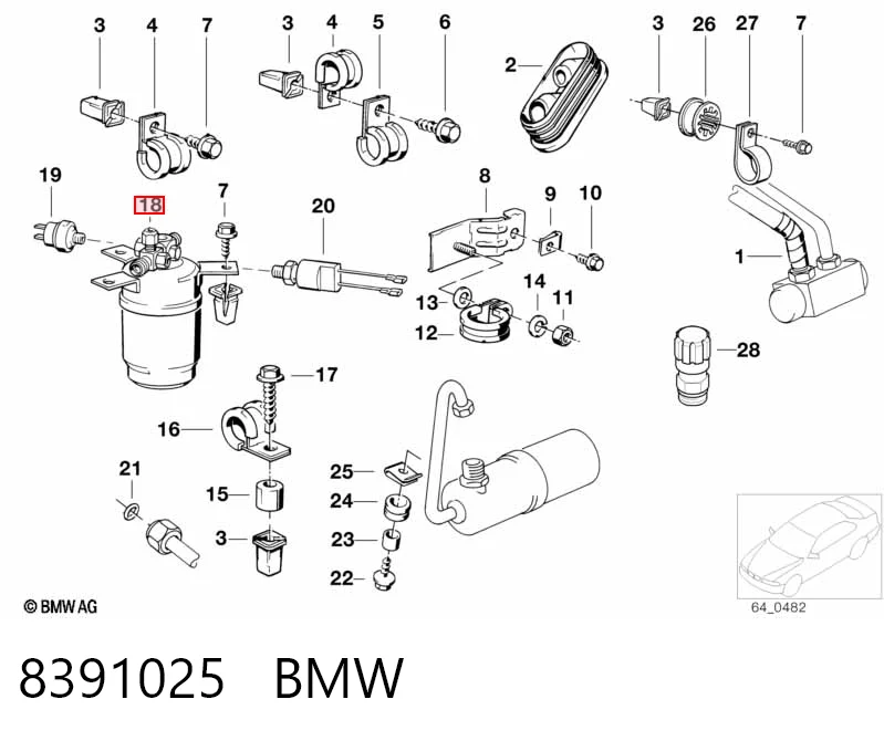 8391025 BMW Tanque de recepção do secador de aparelho de ar condicionado