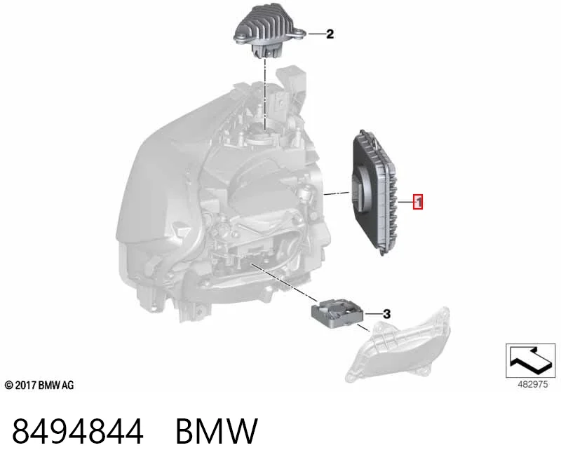 8494844 BMW Módulo de direção (Centralina eletrônica) das luzes