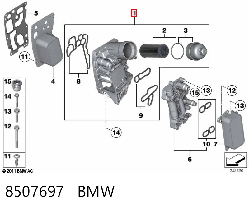 8507697 BMW Caixa do filtro de óleo