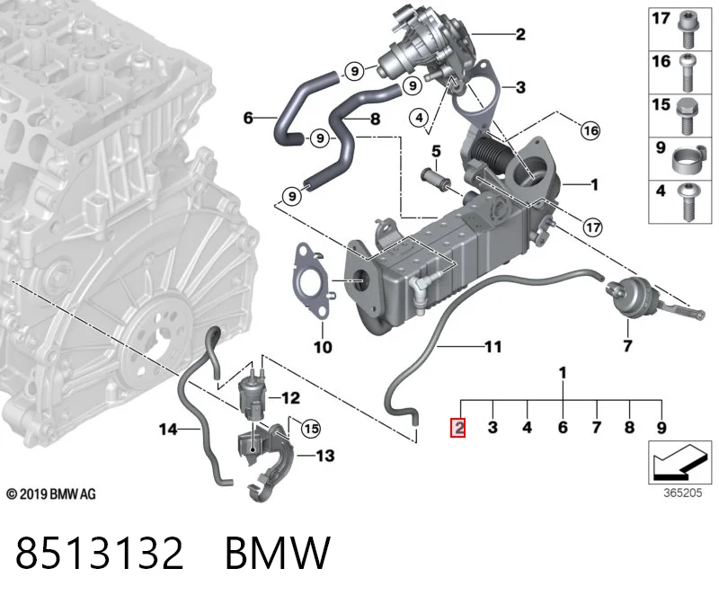 8513132 BMW Válvula EGR de recirculação dos gases