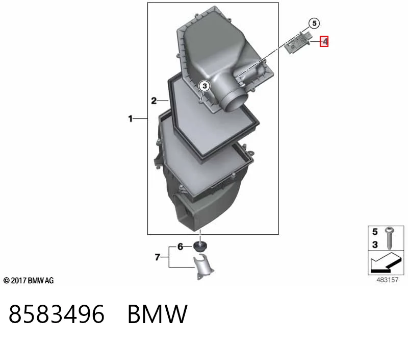 8583496 BMW Sensor de fluxo (consumo) de ar, medidor de consumo M.A.F. - (Mass Airflow)