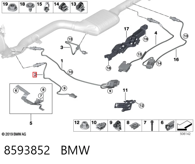 8593852 BMW Sonda lambda, sensor de oxigênio