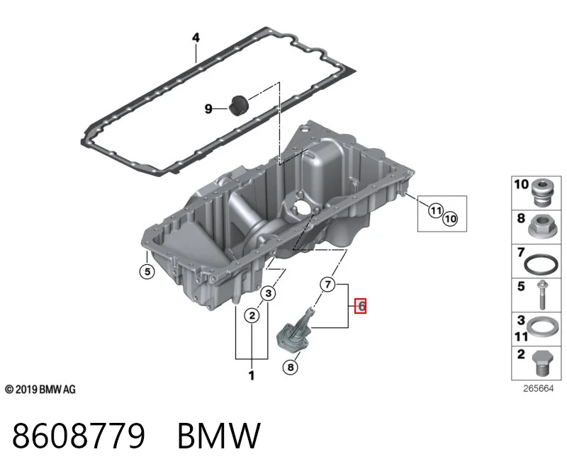 8608779 BMW Sensor do nível de óleo de motor