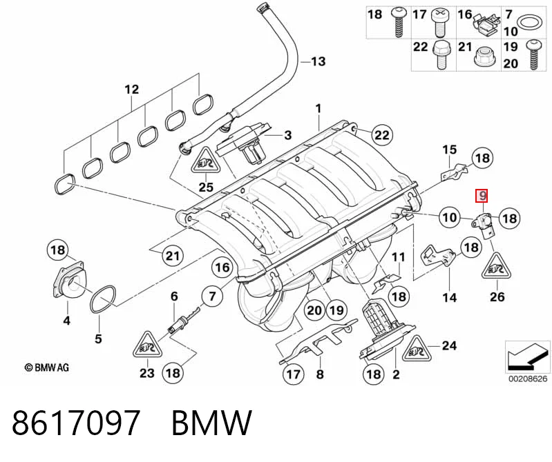 8617097 BMW Sensor de pressão no coletor de admissão, MAP