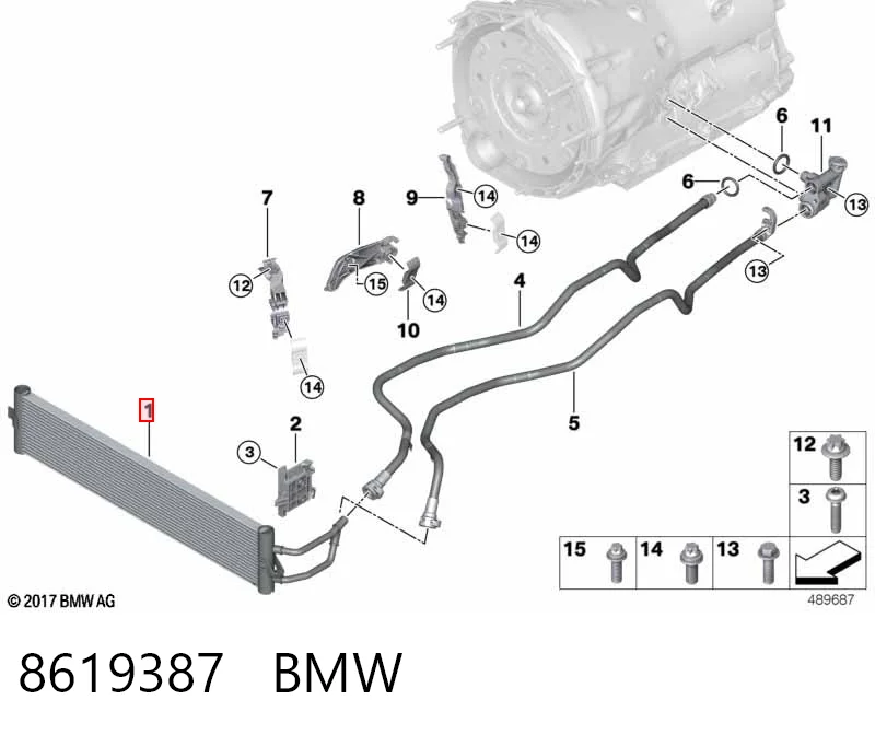 8619387 BMW Radiador de esfriamento, Caixa Automática de Mudança
