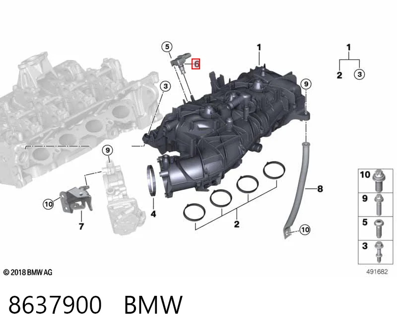 8637900 BMW Sensor de pressão no coletor de admissão, MAP