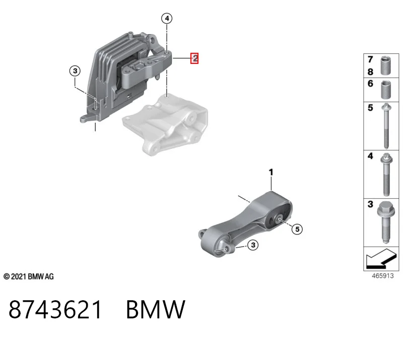 8743621 BMW Coxim (suporte) direito de motor