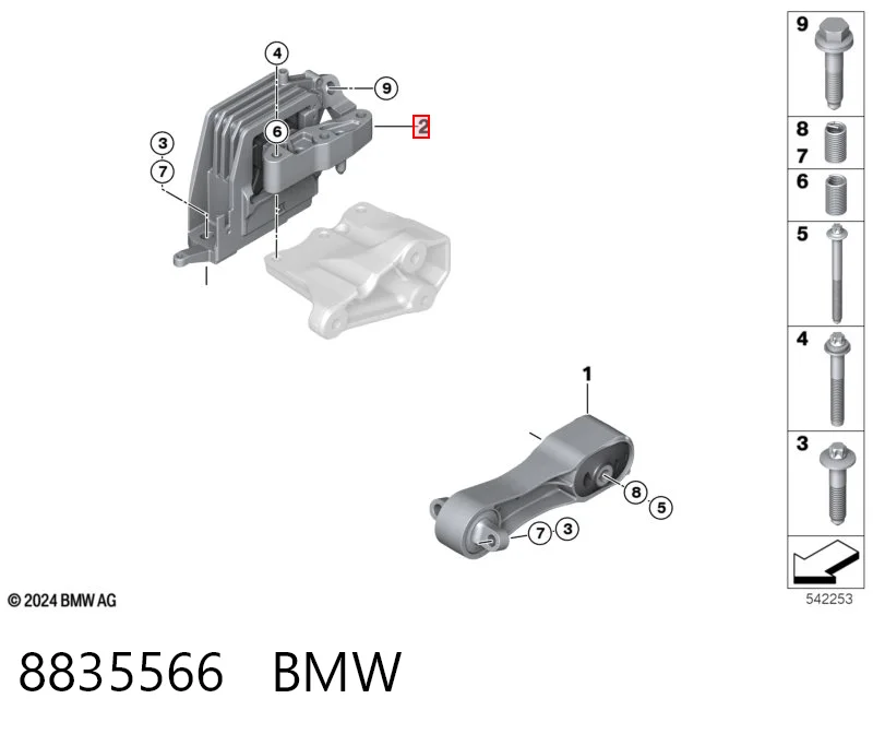 8835566 BMW Coxim (suporte) direito de motor