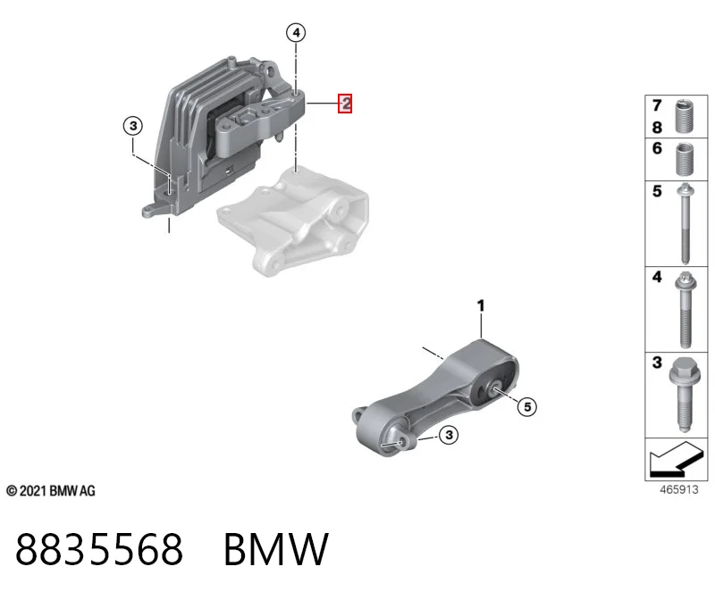 8835568 BMW Coxim (suporte) direito de motor