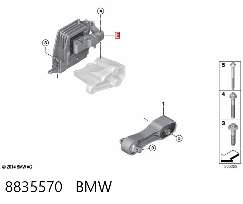 8835570 BMW Coxim (suporte) direito de motor