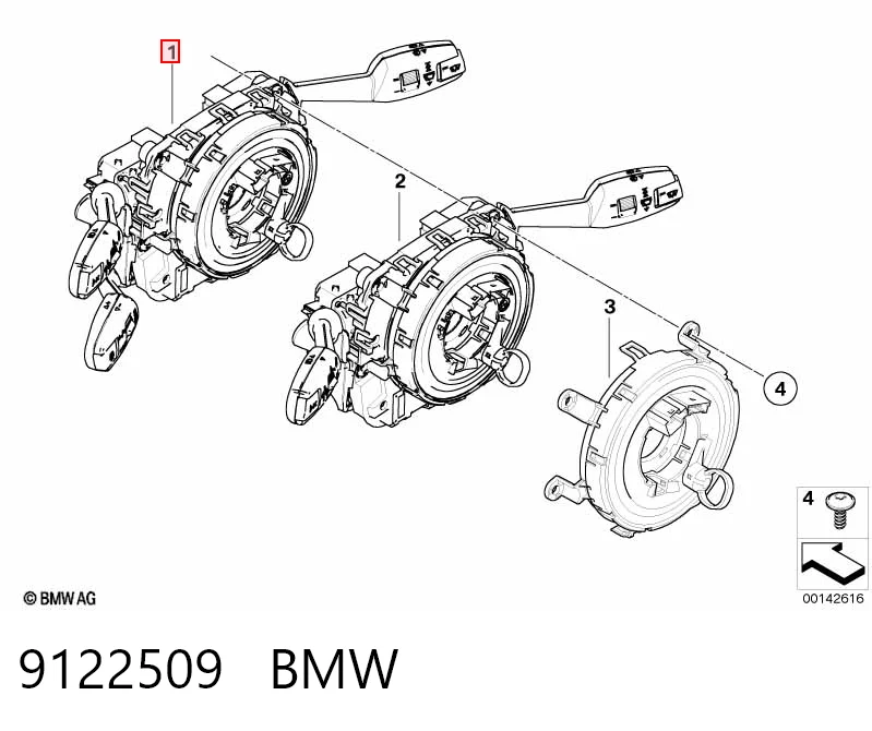 9122509 BMW Comutador instalado na coluna da direção, parte central
