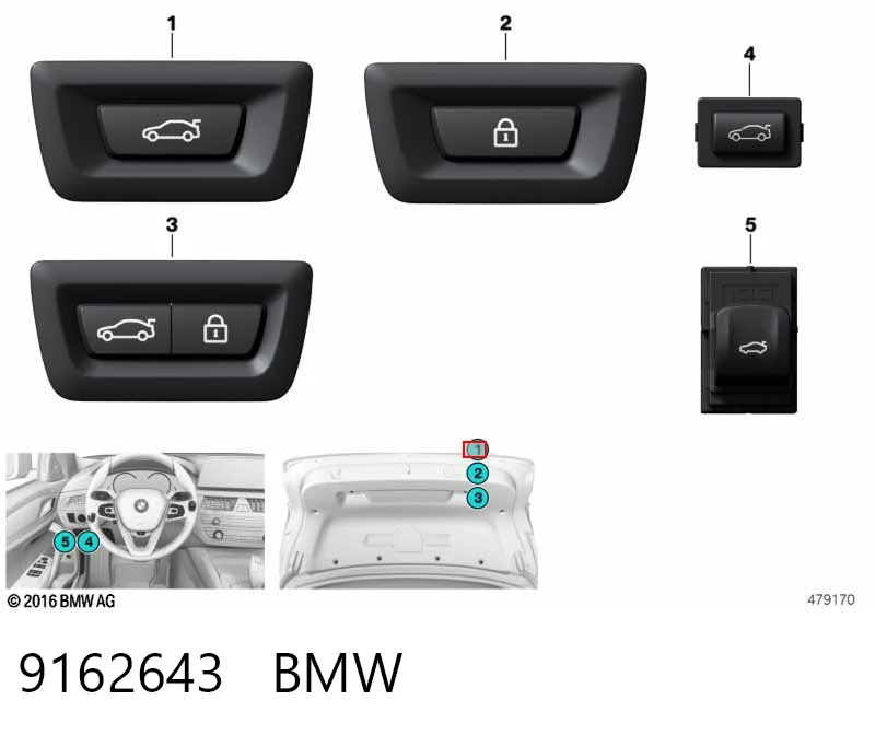 9275119 BMW Puxador externo de tampa de porta-malas (de 3ª/5ª porta traseira)