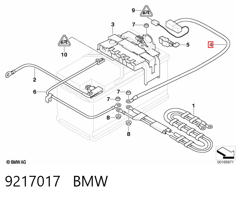 9217017 BMW Cabo de borne positivo de bateria recarregável (PILHA)