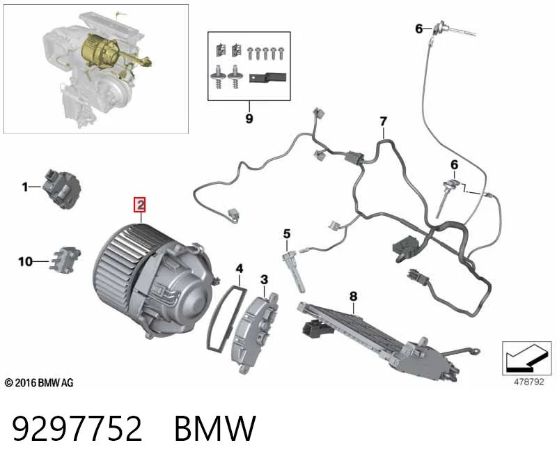 9297752 BMW Motor de ventilador de forno (de aquecedor de salão)