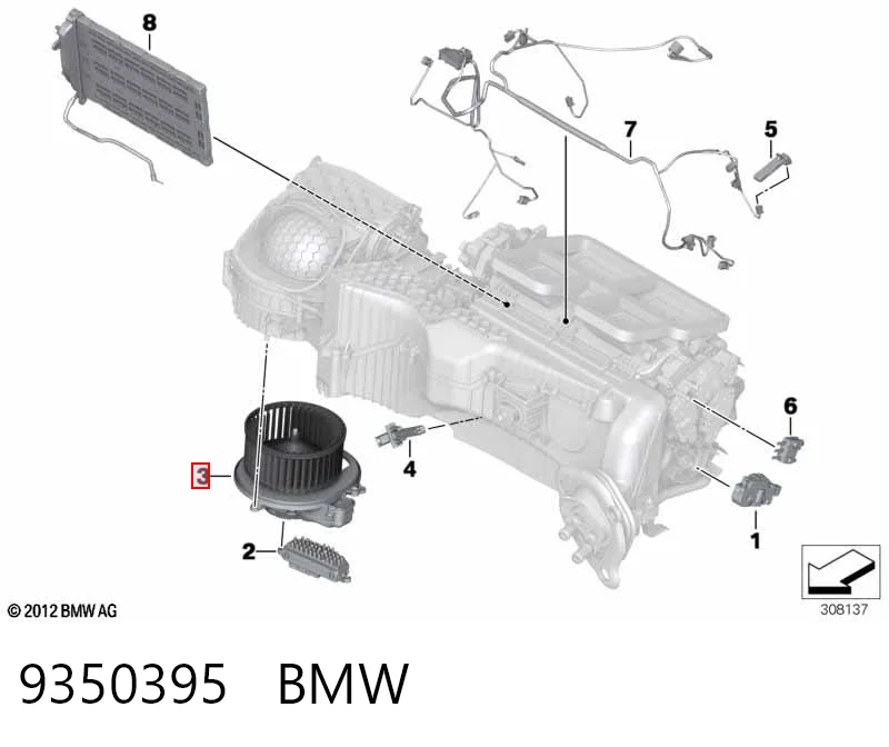9350395 BMW Motor de ventilador de forno (de aquecedor de salão)